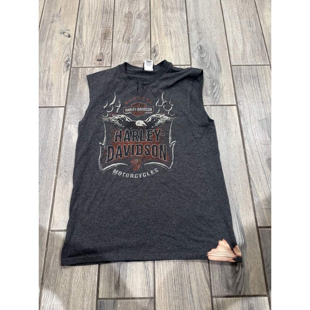 Harley-Davidson Men's Size M Gray Sleeveless T-Shirt Motorcycle Tank Top Bleach
